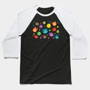 Cute Animal Rainbow Buttons Baseball T-Shirt